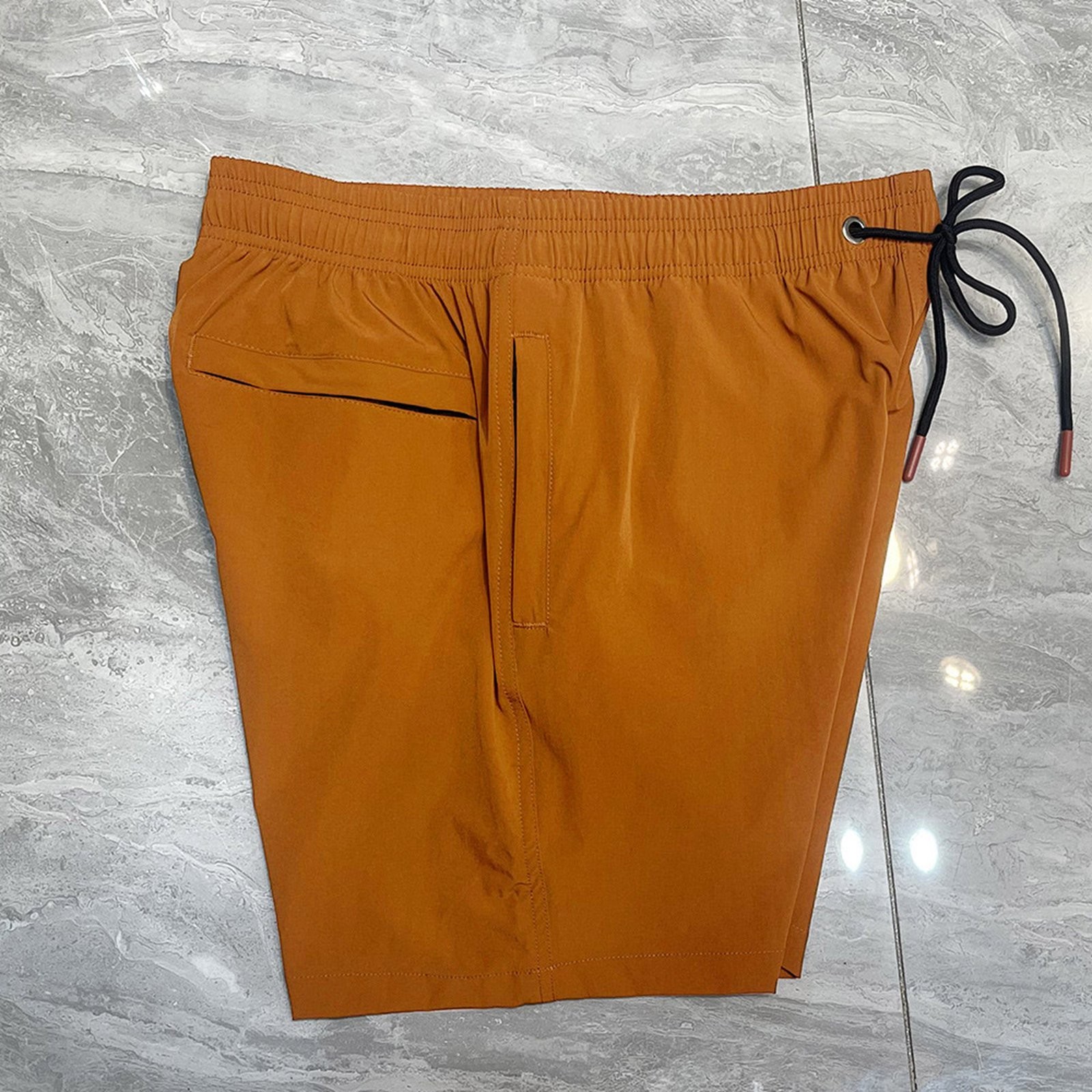 thumbnail image 4 of Pantalones de playa de nylon elástico en 4 direcciones para hombre - Pantalones cortos de baño holgados de talla grande con bolsillos - Cintura elástica transpirable para resorts costeros, 4 of 7